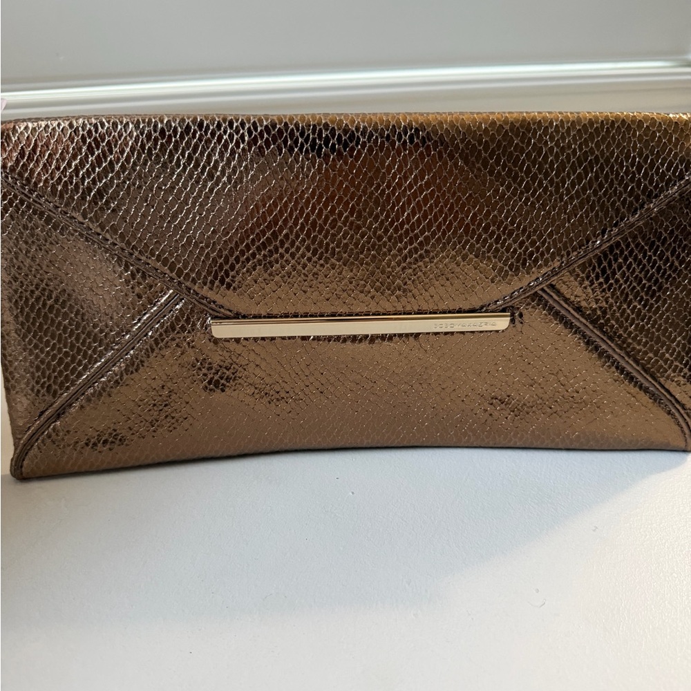 BCBGMaxazria Metallic Bronze Envelope Clutch